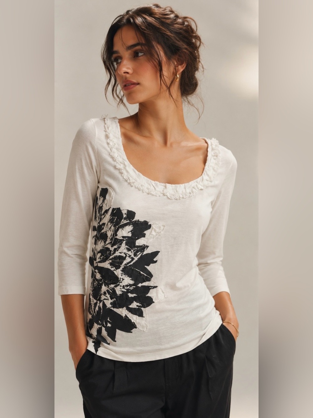 Isabel de Pedro Spain Women Top Double Sided Floral Y2K Art Cotton Stretch Size6